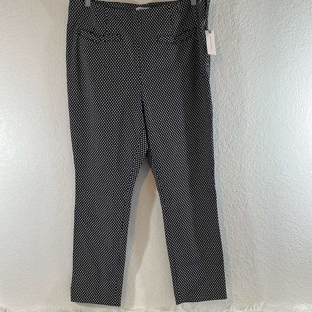 ANTHROPOLOGIE The Essential Slim Trousers Pants Dotted Crop Black & White 14 NEW